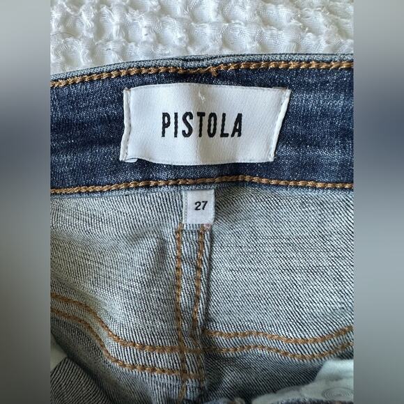 Pistola Skinny High Rise Distressed Knee Rip Jeans Size 27 - Picture 6 of 10
